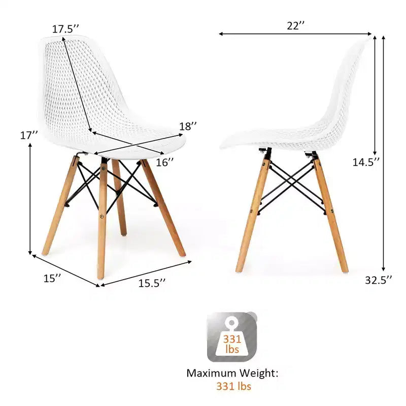 Costway 2 SEDIE da pranzo DSW moderne ufficio casa con design in rete e gambe in legno