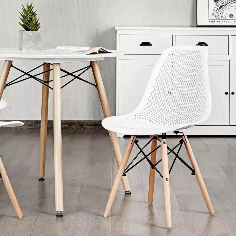 Costway 2 SEDIE da pranzo DSW moderne ufficio casa con design in rete e gambe in legno