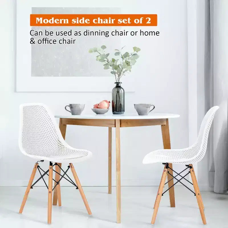 Costway 2 SEDIE da pranzo DSW moderne ufficio casa con design in rete e gambe in legno