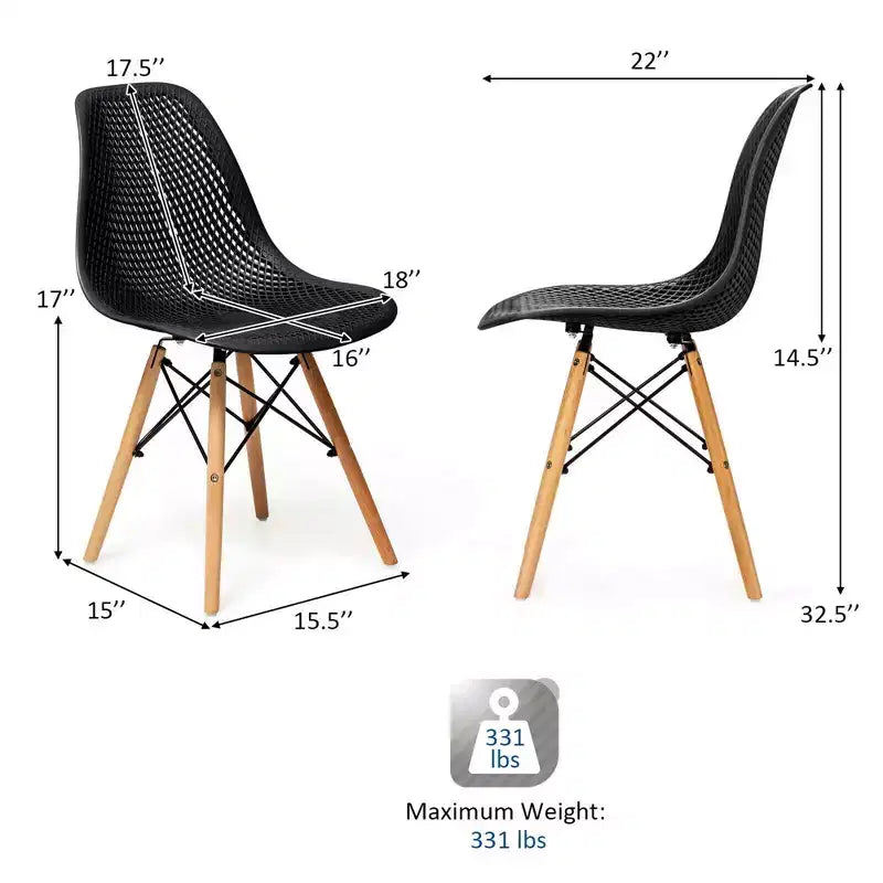 Costway 2 SEDIE da pranzo DSW moderne ufficio casa con design in rete e gambe in legno