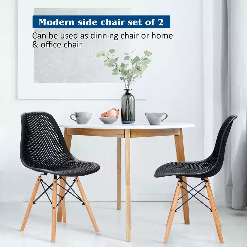 Costway 2 SEDIE da pranzo DSW moderne ufficio casa con design in rete e gambe in legno