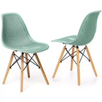 Costway 2 SEDIE da pranzo DSW moderne ufficio casa con design in rete e gambe in legno