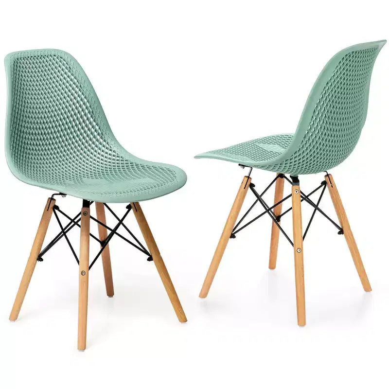 Costway 2 SEDIE da pranzo DSW moderne ufficio casa con design in rete e gambe in legno