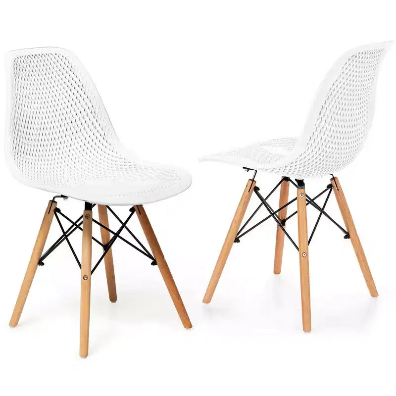 Costway 2 SEDIE da pranzo DSW moderne ufficio casa con design in rete e gambe in legno