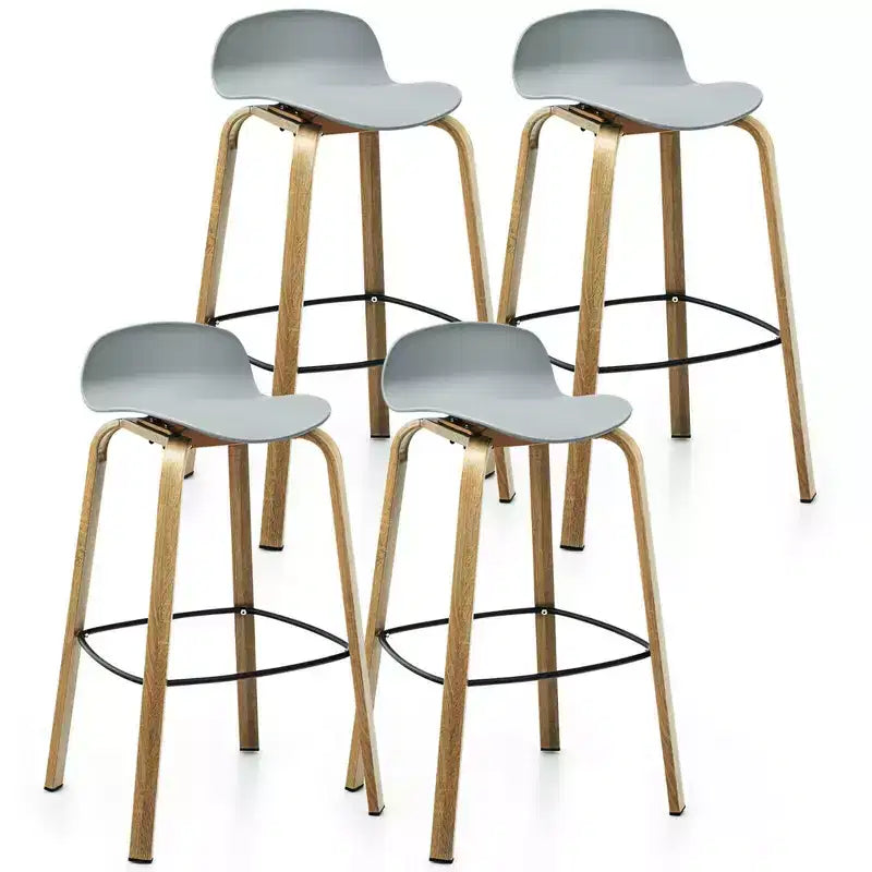 Costway Modern Set of 4 Barstools 30inch Pub Chairs w/Low Back & Metal Legs Grey