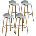 Costway Modern Set of 4 Barstools 30inch Pub Chairs w/Low Back & Metal Legs Grey