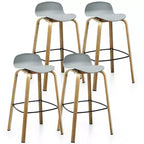 Costway Modern Set of 4 Barstools 30inch Pub Chairs w/Low Back & Metal Legs Grey