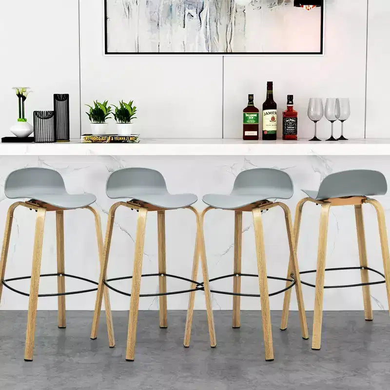 Costway Set di 4 Sgabelli da Bar Moderni da 76 cm, Sedie da Pub con Schienale Basso e Gambe in Metallo Grigie