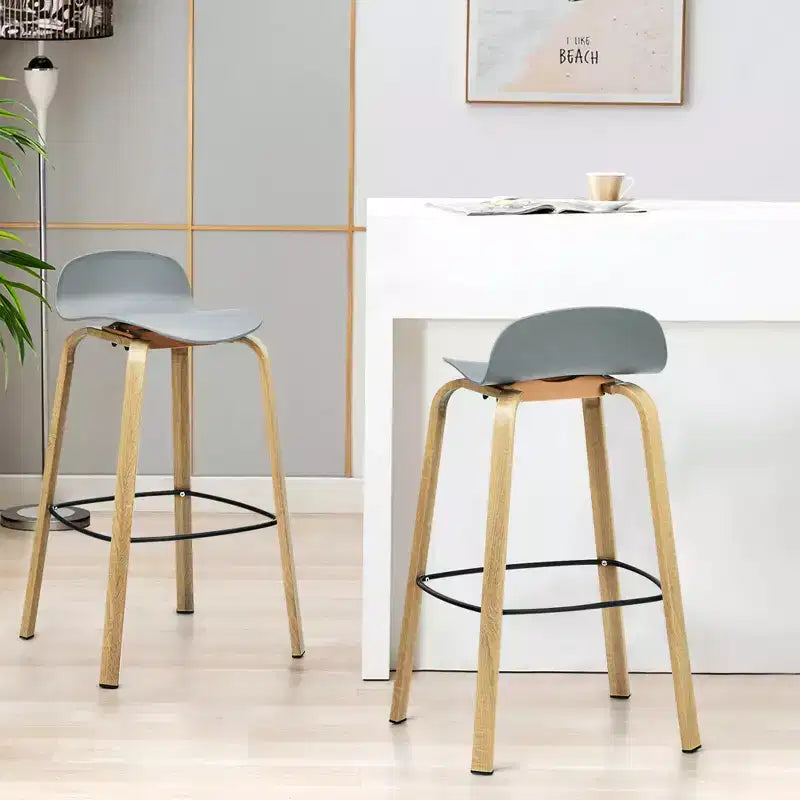 Costway Set di 4 Sgabelli da Bar Moderni da 76 cm, Sedie da Pub con Schienale Basso e Gambe in Metallo Grigie