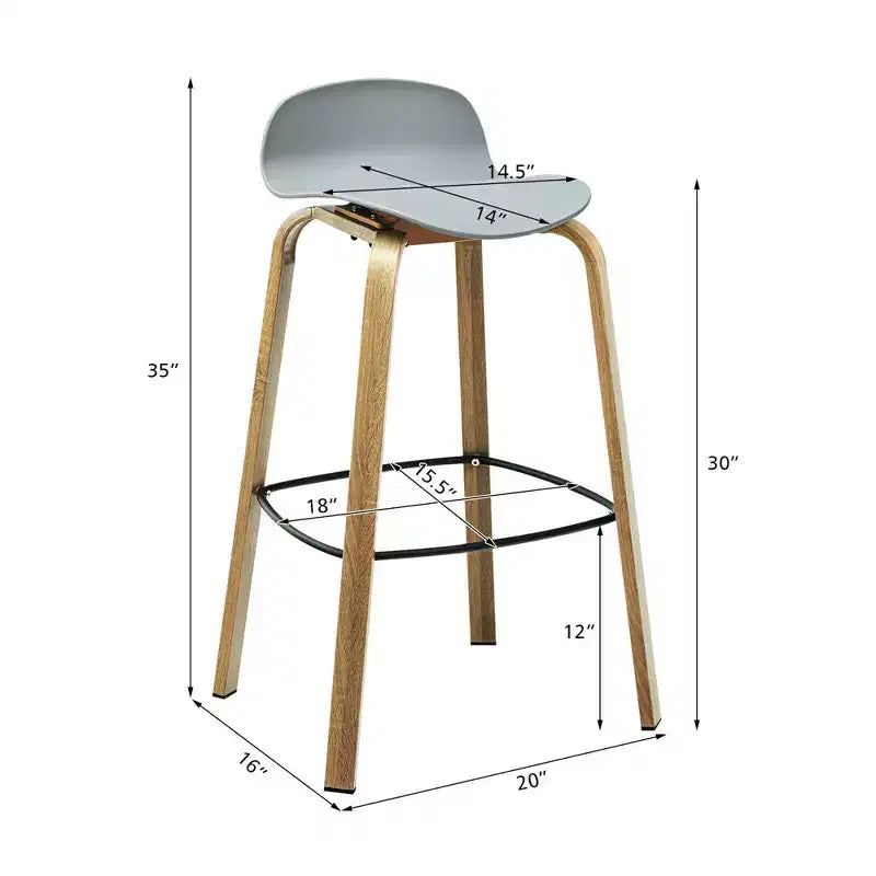 Costway Set di 4 Sgabelli da Bar Moderni da 76 cm, Sedie da Pub con Schienale Basso e Gambe in Metallo Grigie