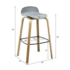 Costway Set di 4 Sgabelli da Bar Moderni da 76 cm, Sedie da Pub con Schienale Basso e Gambe in Metallo Grigie