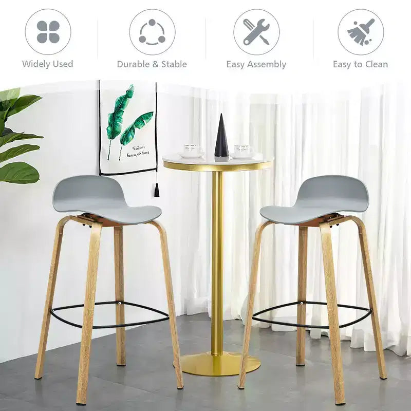 Costway Set di 4 Sgabelli da Bar Moderni da 76 cm, Sedie da Pub con Schienale Basso e Gambe in Metallo Grigie