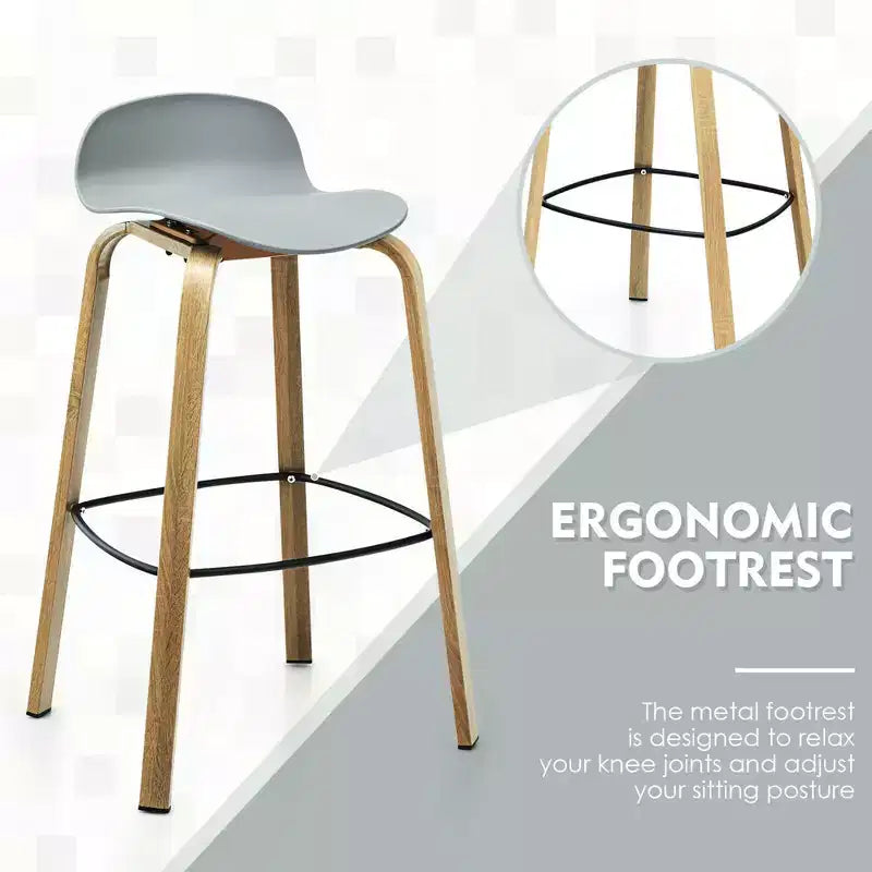 Costway Set di 4 Sgabelli da Bar Moderni da 76 cm, Sedie da Pub con Schienale Basso e Gambe in Metallo Grigie