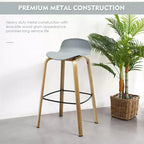 Costway Set di 4 Sgabelli da Bar Moderni da 76 cm, Sedie da Pub con Schienale Basso e Gambe in Metallo Grigie
