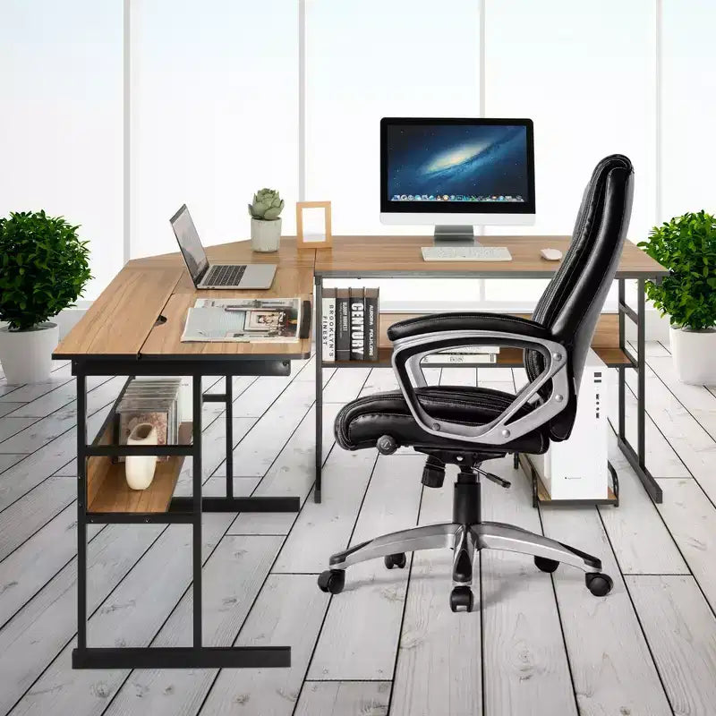 Scrivania ad angolo per computer con tavolo da disegno e piano inclinabile Costway