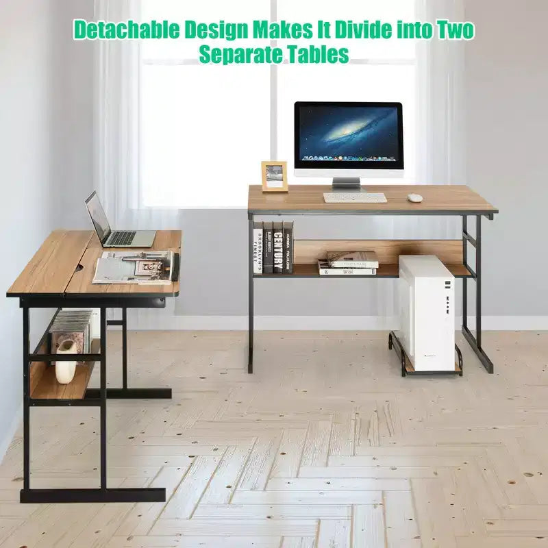 Scrivania ad angolo per computer con tavolo da disegno e piano inclinabile Costway