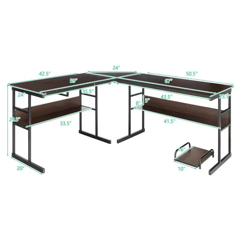 Scrivania ad angolo per computer con tavolo da disegno e piano inclinabile Costway