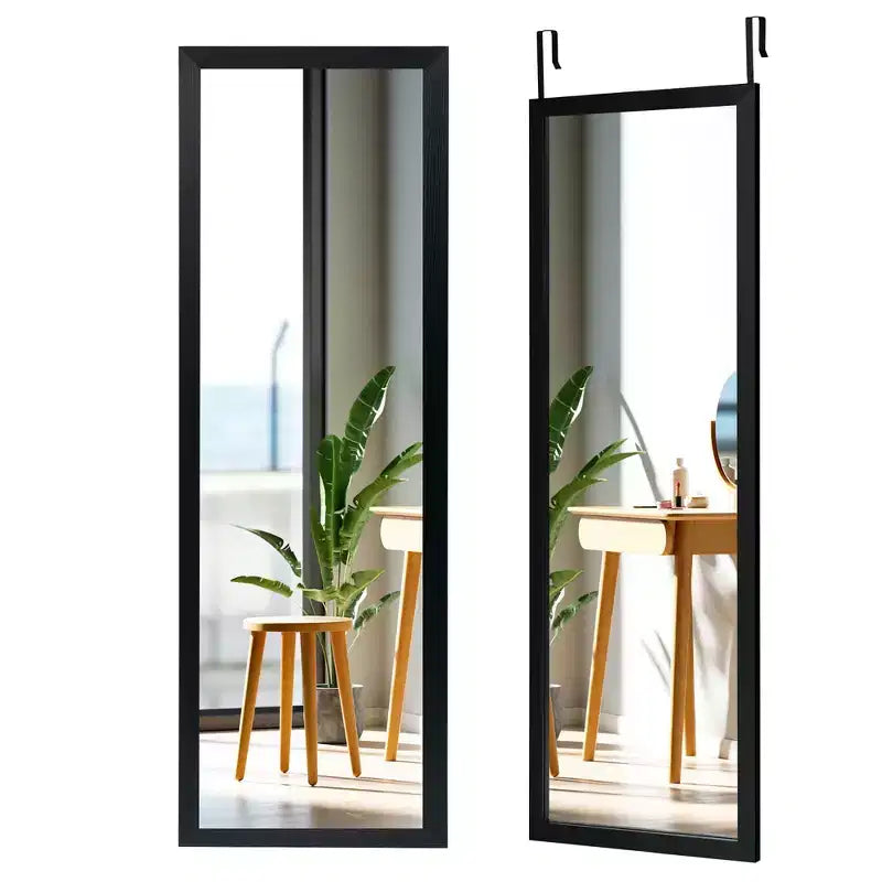 Costway Door Wall Mounted Mirror Full Length Hanging Wood Frame Mirror Decor White\Black\Golden