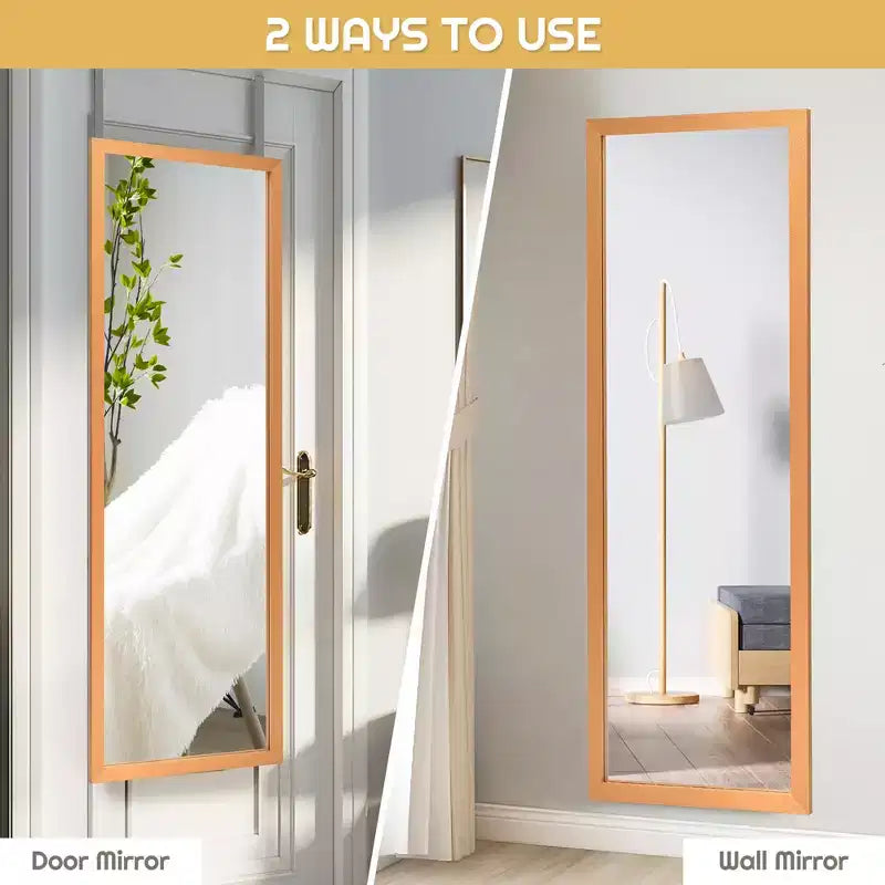 Costway Specchio a muro da porta a figura intera Specchio con cornice in legno decorativo Bianco\Nero\Oro