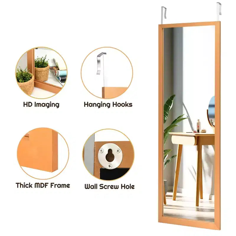 Costway Specchio a muro da porta a figura intera Specchio con cornice in legno decorativo Bianco\Nero\Oro