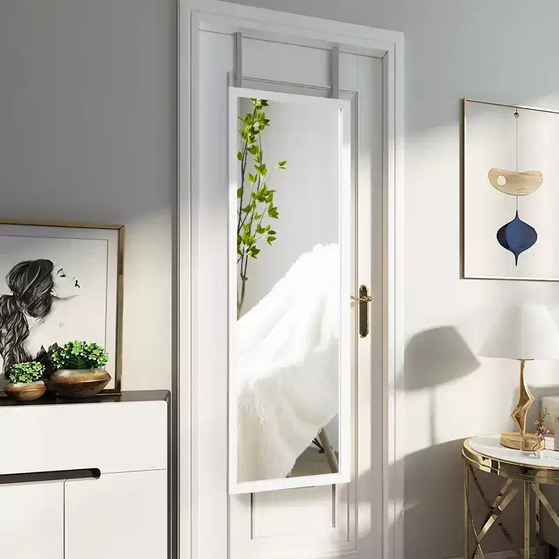 Costway Specchio a muro da porta a figura intera Specchio con cornice in legno decorativo Bianco\Nero\Oro