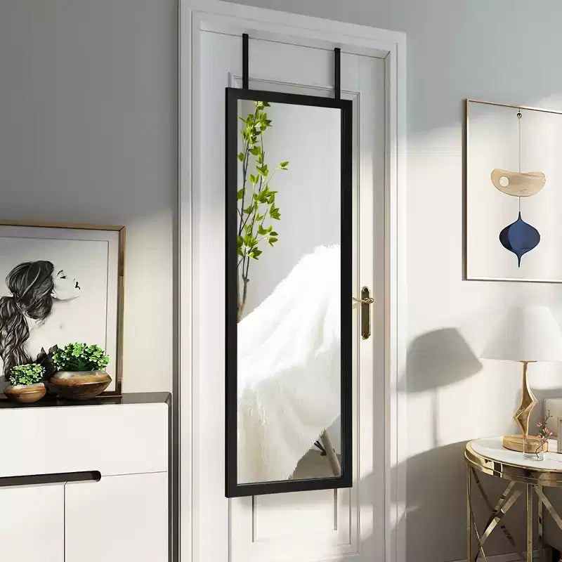 Costway Specchio a muro da porta a figura intera Specchio con cornice in legno decorativo Bianco\Nero\Oro