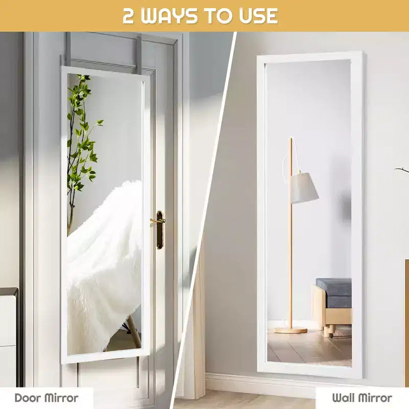 Costway Specchio a muro da porta a figura intera Specchio con cornice in legno decorativo Bianco\Nero\Oro