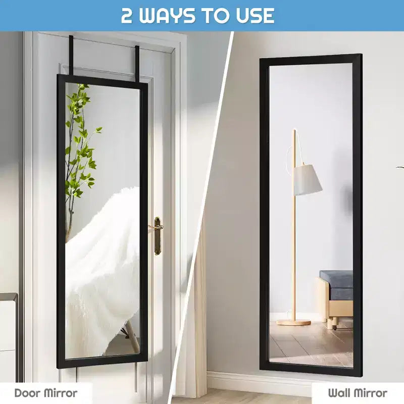 Costway Specchio a muro da porta a figura intera Specchio con cornice in legno decorativo Bianco\Nero\Oro