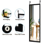 Costway Specchio a muro da porta a figura intera Specchio con cornice in legno decorativo Bianco\Nero\Oro