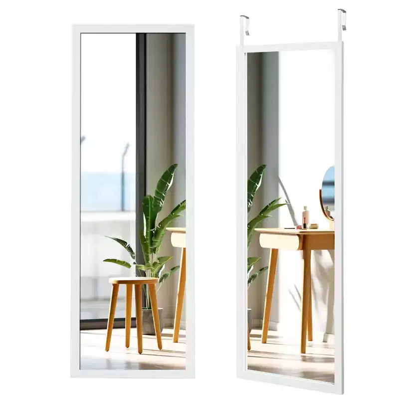 Costway Specchio a muro da porta a figura intera Specchio con cornice in legno decorativo Bianco\Nero\Oro