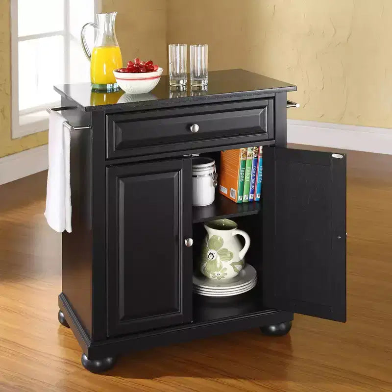 Isola/Carrello da cucina portatile con piano in granito nero Alexandria - Crosley