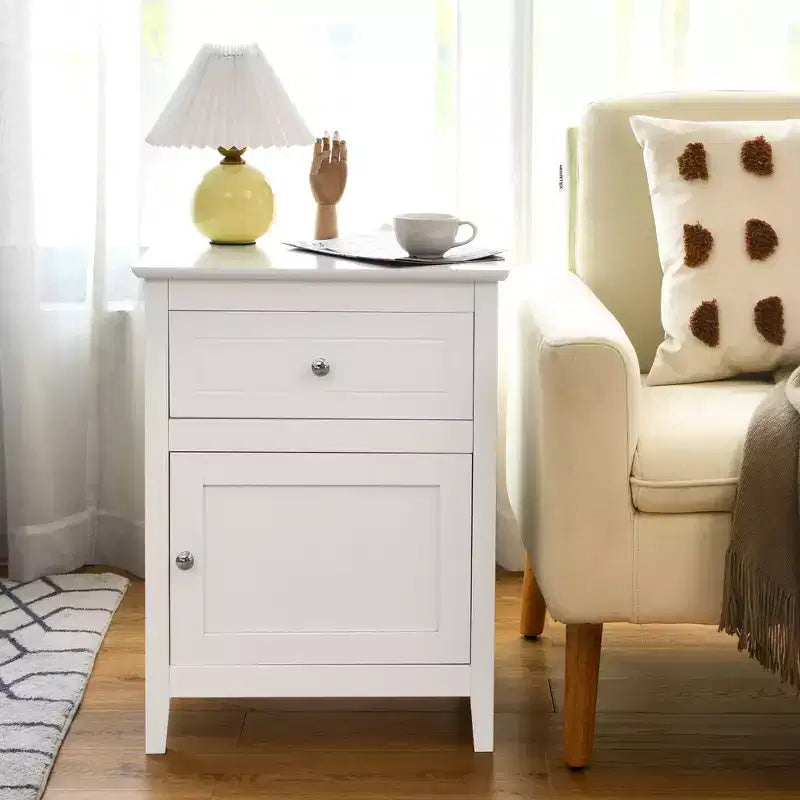 Comodino Costway con cassetto Tavolino d'appoggio Tavolino da salotto Mobile contenitore Bianco\Naturale\Espresso