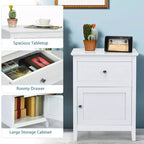 Comodino Costway con cassetto Tavolino d'appoggio Tavolino da salotto Mobile contenitore Bianco\Naturale\Espresso