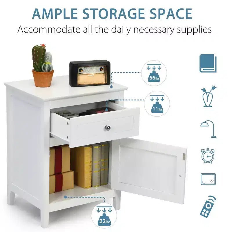 Comodino Costway con cassetto Tavolino d'appoggio Tavolino da salotto Mobile contenitore Bianco\Naturale\Espresso