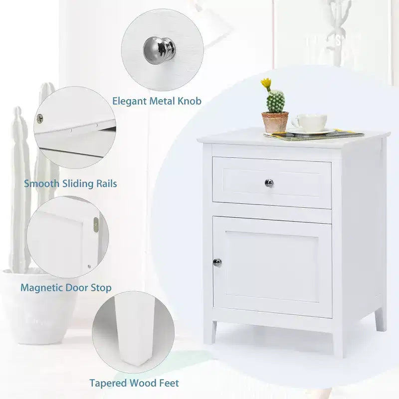 Comodino Costway con cassetto Tavolino d'appoggio Tavolino da salotto Mobile contenitore Bianco\Naturale\Espresso