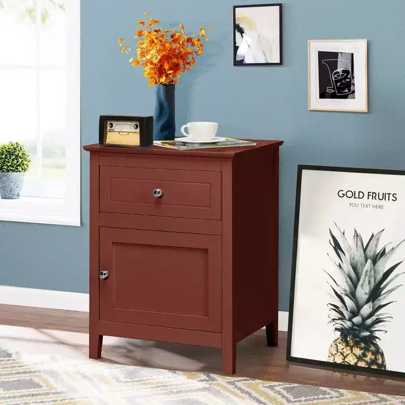 Comodino Costway con cassetto Tavolino d'appoggio Tavolino da salotto Mobile contenitore Bianco\Naturale\Espresso