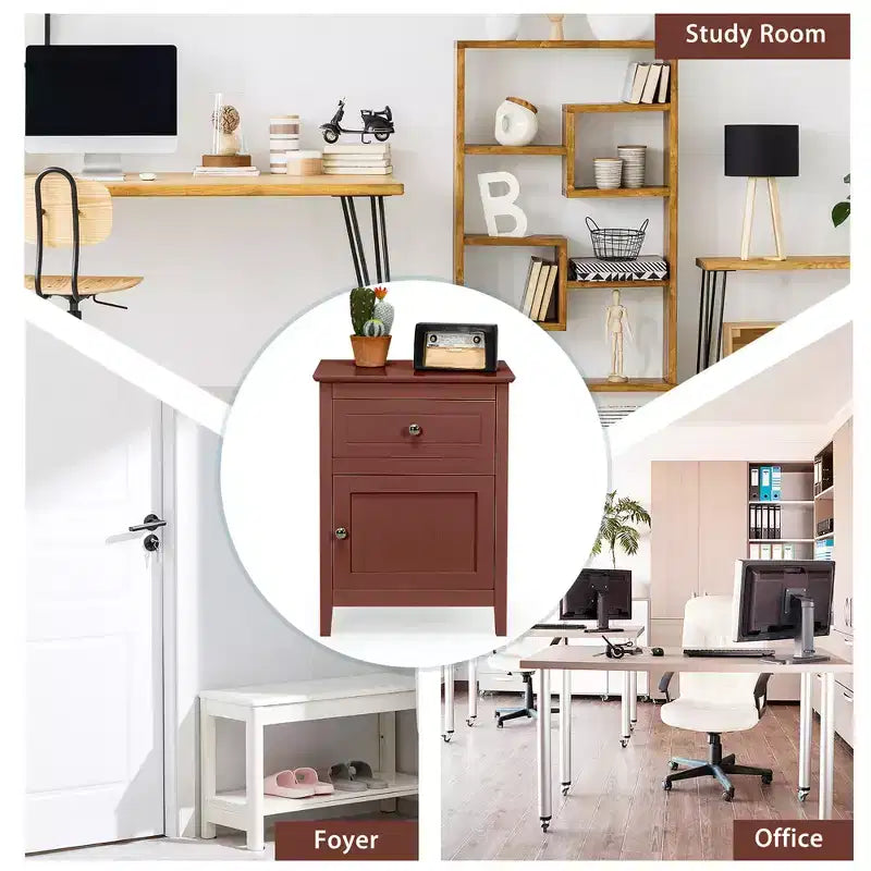 Comodino Costway con cassetto Tavolino d'appoggio Tavolino da salotto Mobile contenitore Bianco\Naturale\Espresso