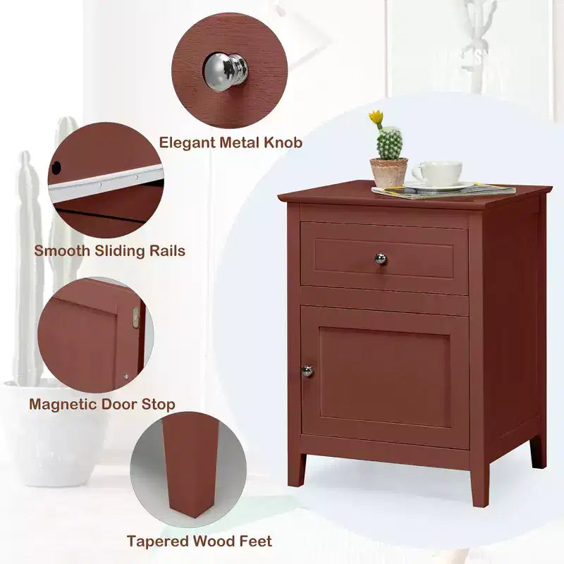 Comodino Costway con cassetto Tavolino d'appoggio Tavolino da salotto Mobile contenitore Bianco\Naturale\Espresso