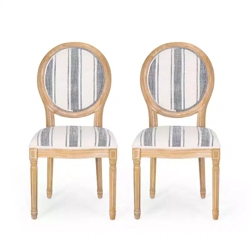 Set di 2 sedie da pranzo in tessuto Phinnaeus stile Country francese - Christopher Knight Home