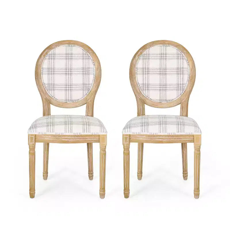Set di 2 sedie da pranzo in tessuto Phinnaeus stile Country francese - Christopher Knight Home