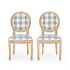 Set di 2 sedie da pranzo in tessuto Phinnaeus stile Country francese - Christopher Knight Home