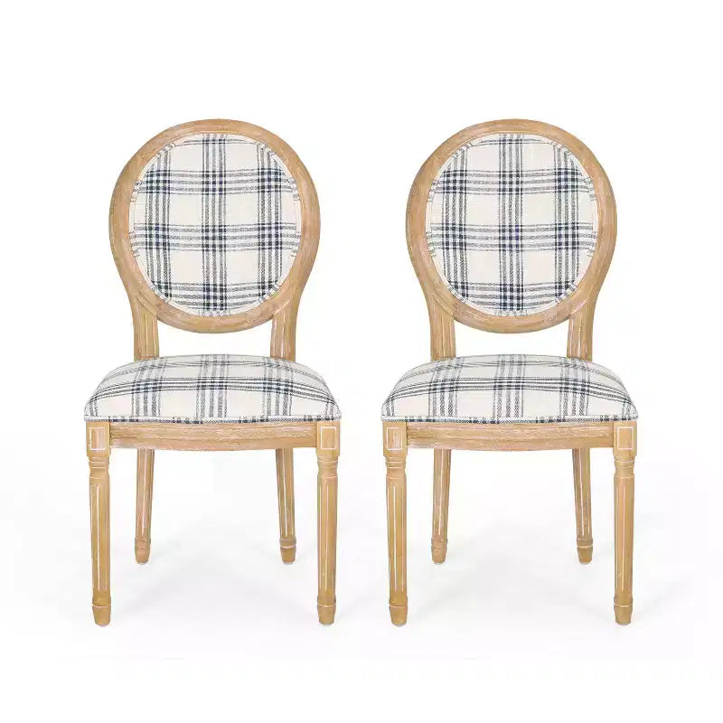 Set di 2 sedie da pranzo in tessuto Phinnaeus stile Country francese - Christopher Knight Home