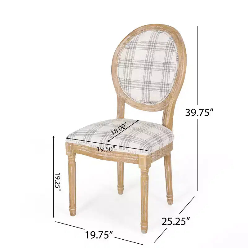 Set di 2 sedie da pranzo in tessuto Phinnaeus stile Country francese - Christopher Knight Home