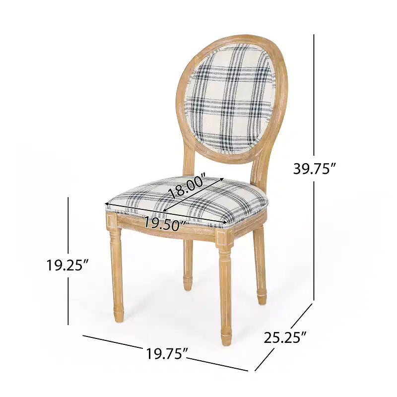 Set di 2 sedie da pranzo in tessuto Phinnaeus stile Country francese - Christopher Knight Home