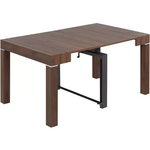 55 Downing Street Warhol Modern Distressed Walnut Wood Rectangular Dining Table 59 1/4 x 35 1/2 Brown 2-Leaf Extension for Spaces Living Room Dining