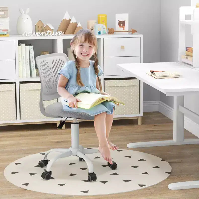Costway Sedia Scrivania per Bambini Girevole Ergonomica in Rete Traspirante Altezza Regolabile Rosa/Blu/Turchese/Viola/Grigio/Verde Chiaro