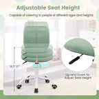 Costway Sedia Scrivania per Bambini Girevole Ergonomica in Rete Traspirante Altezza Regolabile Rosa/Blu/Turchese/Viola/Grigio/Verde Chiaro