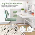Costway Sedia Scrivania per Bambini Girevole Ergonomica in Rete Traspirante Altezza Regolabile Rosa/Blu/Turchese/Viola/Grigio/Verde Chiaro