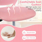 Costway Sedia Scrivania per Bambini Girevole Ergonomica in Rete Traspirante Altezza Regolabile Rosa/Blu/Turchese/Viola/Grigio/Verde Chiaro