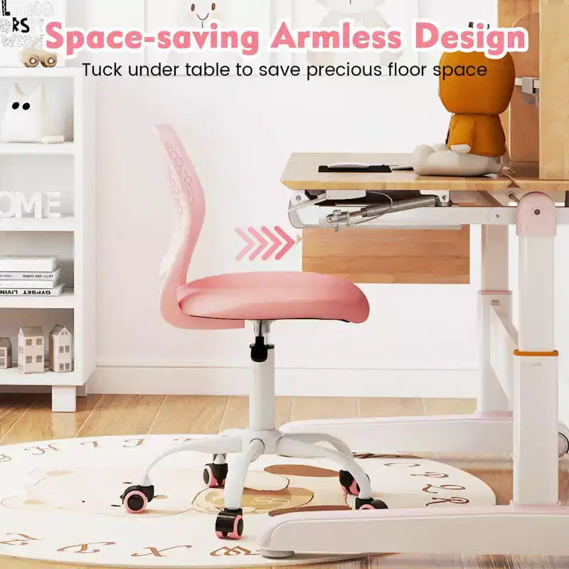 Costway Sedia Scrivania per Bambini Girevole Ergonomica in Rete Traspirante Altezza Regolabile Rosa/Blu/Turchese/Viola/Grigio/Verde Chiaro